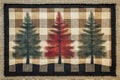Rustic buffalo check fabric featuring three christmas trees Royalty Free Stock Photo