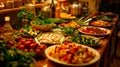 Rustic Buffet with Fresh Vegetables and Salads