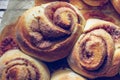 Rustic buns of sweet milk and cinnamon. Gastronomic concept Royalty Free Stock Photo