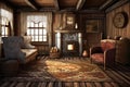 Rustic Cabin: Create a set of images that showcase a charming, cozy rustic cabin. Generative AI