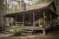 rustic cabin with weathered wooden siding and wrap around porch