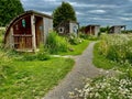 Rustic Camping Showers and Toilets at Etties Field Campsite, Ratcliffe Culey. Atherstone, UK. June 24, 2023.