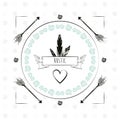 Rustic card arrow flower decoration heart feathers