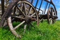 Rustic cart in green grass