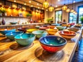 Rustic Ceramic Bowls A Stylish Functional Set for Your Kitchen Dining Area Elevate Your Home Decor with Unique Royalty Free Stock Photo