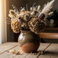 A rustic ceramic vase holds an Royalty Free Stock Photo
