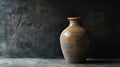 Rustic ceramic vase with textured dark background Royalty Free Stock Photo