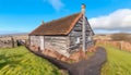 Rustic chapel on old farm in Asturias, surrounded by meadow generated by AI