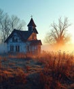 Rustic Chapel at Sunrise - AI Generated