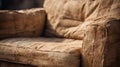 Rustic Charm: Close-up Of Hemp Sofa With Natural Grain And Vintage Appeal Royalty Free Stock Photo