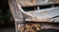 Rustic Charm: Close-up Of Restored Rotten Wooden Bench