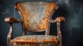 Rustic Charm: Close-up Of Vintage Satin Armchair With Natural Grain And Peeling Paint Royalty Free Stock Photo