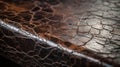 Rustic Charm: Close-up Of Vintage Synthetic Leather Coffee Table