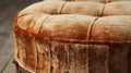 Rustic Charm: Close-up Of Vintage Velvet Ottoman With Natural Grain Royalty Free Stock Photo
