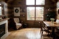 Rustic Charm Cozy Breakfast Nook Design Bathed in Natural Light.AI Generated