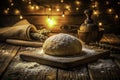 Rustic Charm in the Kitchen A LowLight Masterpiece of Fresh Dough Ready for Artisan Baking Royalty Free Stock Photo