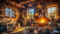 Rustic Charm Meets Industrial Strength Exploring a Vintage Forge and Cowbell Factory Through Authentic Craftsmanship Royalty Free Stock Photo