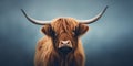 Rustic Charm: Portrait of a Majestic Highland Cow. Generative ai