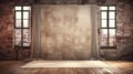 Rustic Charm: Studio Portrait Of An Empty Room With Old Brick Wall And Flowing Fabrics Royalty Free Stock Photo