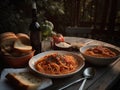 The Rustic Charm of a Tuscan Pasta Dinner Royalty Free Stock Photo