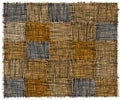 Rustic checkered mat with grunge striped rough rectangular elements in blue, yelow,beige,grey colors