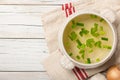 Rustic chicken broth in plate