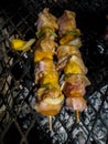 Rustic chicken kebabs Royalty Free Stock Photo