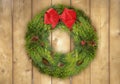 Christmas Wreath on a Rustic Wood Fence