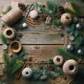 Rustic Christmas Craft Materials and Decorations, AI Generated