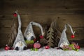 Rustic christmas decoration in country style with gnom like sant Royalty Free Stock Photo