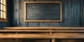 Rustic Classroom Vintage Blackboard Wooden Desks Royalty Free Stock Photo
