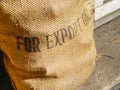 Rustic coffee bean bag Royalty Free Stock Photo