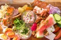 rustic cold buffet - closeup gourmet