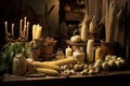 Rustic Corn Sticks and Cobs. A Captivating Farmhouse Decor for Harvest Season Celebrations