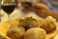 A rustic, country chic basket of freshly baked buttermilk biscui Royalty Free Stock Photo