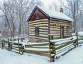 Rustic country pioneer house in the snow Royalty Free Stock Photo