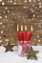 Rustic country style greeting card for christmas with candles Royalty Free Stock Photo