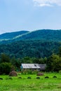 Rustic courtyard at the foot of the mountains Royalty Free Stock Photo