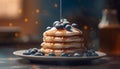 The rustic crepe stack, baked with raspberry and chocolate drops generated by AI