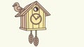 Rustic cuckoo clock with bird, vintage time, classic decor, vector design Generative AI Royalty Free Stock Photo