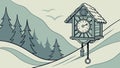 Rustic cuckoo clock in a snowy forest, silent winter magic. vector design Generative AI Royalty Free Stock Photo
