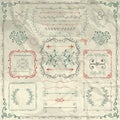 Rustic Decorative Design Elements on Crumpled Paper Royalty Free Stock Photo