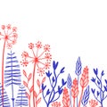 Rustic decorative plants and flowers collection. Hand drawn vintage vector design elements. Royalty Free Stock Photo