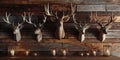Rustic Deer Antler Decor Wooden Wall Art with Candles Royalty Free Stock Photo