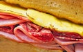 Rustic deli cold cuts sandwich Royalty Free Stock Photo