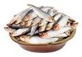 Rustic Dish Filled With Fresh Raw Fish Royalty Free Stock Photo