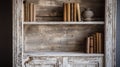 Rustic Linen Bookcase With Distressed Wood And Vintage Charm Royalty Free Stock Photo