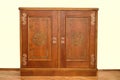 Rustic dresser in the living room on the parquet floor