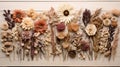 rustic dried flowers flatlay