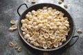 Rustic dried italian orecchiette pasta Royalty Free Stock Photo